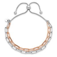 Load image into Gallery viewer, Sterling Silver Rh-p &amp; Rose-tone 2-strand Bolo Bracelet
