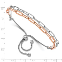 Load image into Gallery viewer, Sterling Silver Rh-p &amp; Rose-tone 2-strand Bolo Bracelet
