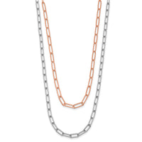Load image into Gallery viewer, Sterling Silver Rh-p Rose-tone 2-strand with 1.25in ext. Necklace
