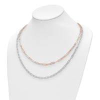 Load image into Gallery viewer, Sterling Silver Rh-p Rose-tone 2-strand with 1.25in ext. Necklace
