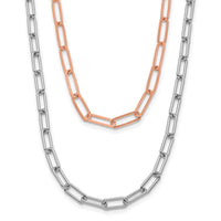 Load image into Gallery viewer, Sterling Silver Rh-p Rose-tone 2-strand with 1.25in ext. Necklace
