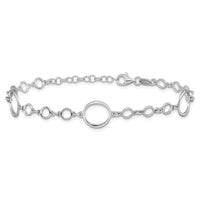 Load image into Gallery viewer, Sterling Silver Rhodium-plated Polished Link w/ 1in ext. Bracelet
