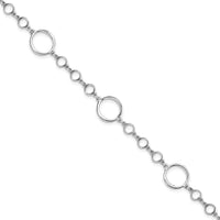 Load image into Gallery viewer, Sterling Silver Rhodium-plated Polished Link w/ 1in ext. Bracelet
