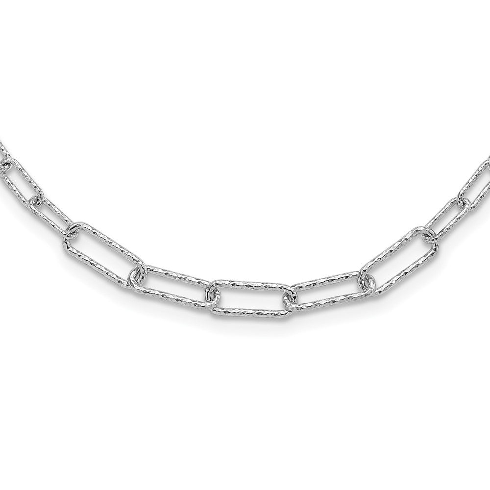 Sterling Silver RH-plated Diamond-cut with 2in. ext Link Necklace
