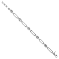 Load image into Gallery viewer, Sterling Silver RH-plated Polished with 1in. ext Link Bracelet

