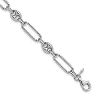 Load image into Gallery viewer, Sterling Silver RH-plated Polished with 1in. ext Link Bracelet
