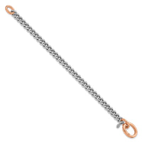 Load image into Gallery viewer, Sterling Silver RH-plated/Rose gold-plate Curb Link Bracelet
