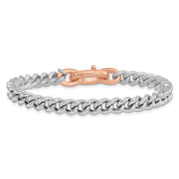 Load image into Gallery viewer, Sterling Silver RH-plated/Rose gold-plate Curb Link Bracelet
