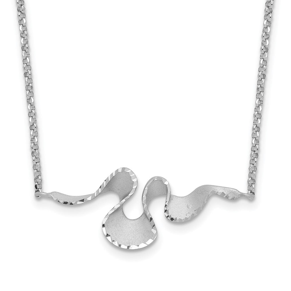 Sterling Silver RH-plt Satin / Diamond-cut with 2in. ext Necklace