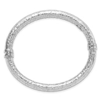 Load image into Gallery viewer, Sterling Silver Rhodium-plated Polished Hammered Bangle
