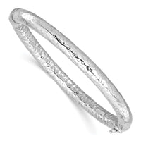 Load image into Gallery viewer, Sterling Silver Rhodium-plated Polished Hammered Bangle
