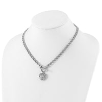 Load image into Gallery viewer, Sterling Silver Rh-plated Polished with Heart Charm Necklace

