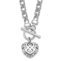 Load image into Gallery viewer, Sterling Silver Rh-plated Polished with Heart Charm Necklace
