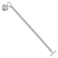 Load image into Gallery viewer, Sterling Silver Rh-plated Polished with Heart Charm Bracelet
