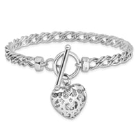 Load image into Gallery viewer, Sterling Silver Rh-plated Polished with Heart Charm Bracelet
