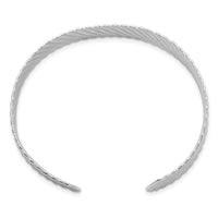 Load image into Gallery viewer, Sterling Silver Rh-plated Polished and Grooved Cuff Bracelet
