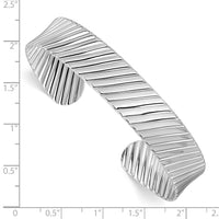 Load image into Gallery viewer, Sterling Silver Rh-plated Polished and Grooved Cuff Bracelet
