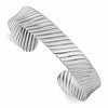 Sterling Silver Rh-plated Polished and Grooved Cuff Bracelet