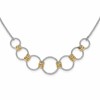 Sterling Silver RH/Gold-plt Dia.-Cut Circles with 2in ext Necklace