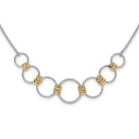 Load image into Gallery viewer, Sterling Silver RH/Gold-plt Dia.-Cut Circles with 2in ext Necklace
