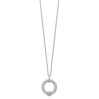 Load image into Gallery viewer, Sterling Silver RH-plt Polished and Brushed CZ w/2in. ext Necklace
