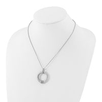 Load image into Gallery viewer, Sterling Silver RH-plt Polished and Brushed CZ w/2in. ext Necklace
