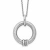 Sterling Silver RH-plt Polished and Brushed CZ w/2in. ext Necklace