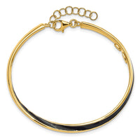 Load image into Gallery viewer, Sterling Silver Gold-tone Blk Enamel w/1in ext Chain Bangle
