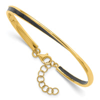 Load image into Gallery viewer, Sterling Silver Gold-tone Blk Enamel w/1in ext Chain Bangle
