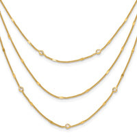Load image into Gallery viewer, Sterling Silver Gold-tone CZ Layered with 1.5in ext. Necklace
