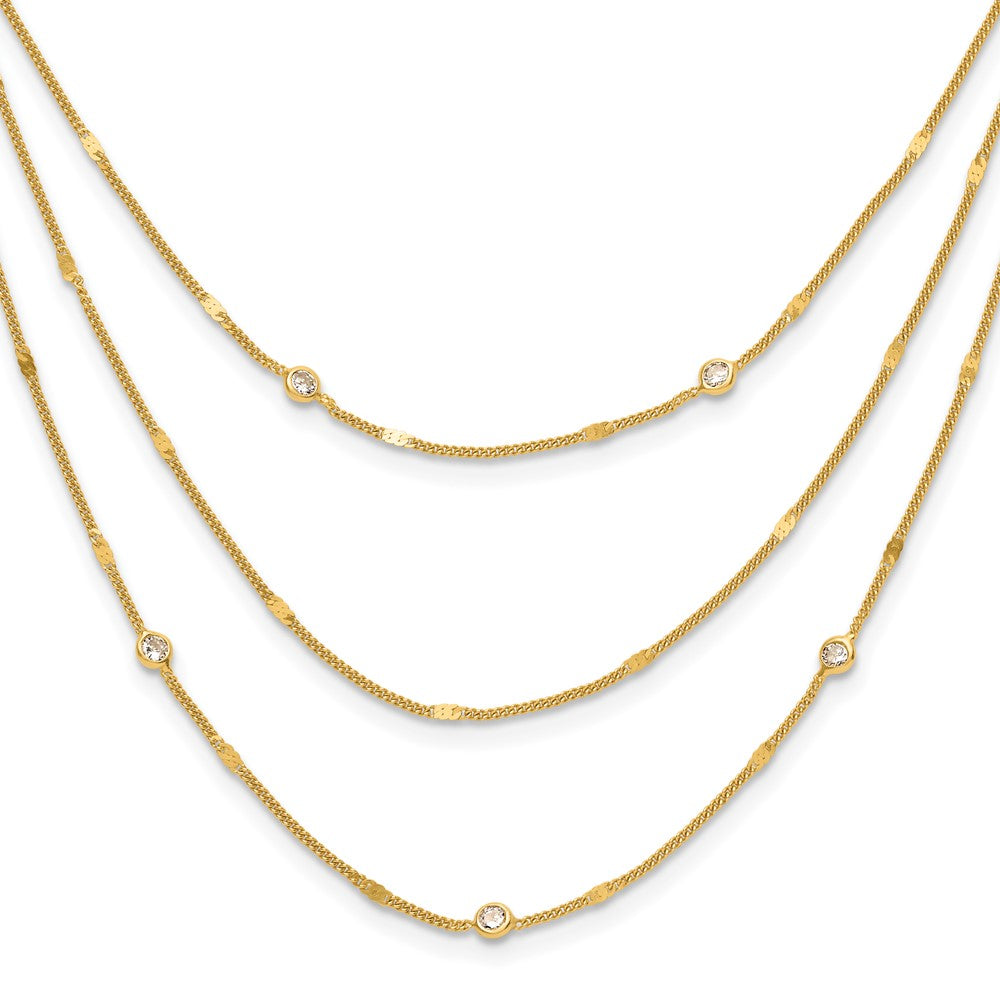 Sterling Silver Gold-tone CZ Layered with 1.5in ext. Necklace