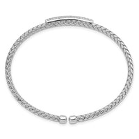 Load image into Gallery viewer, Sterling Silver RH-plated CZ Woven Flexible Cuff Bangle
