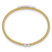 Load image into Gallery viewer, Sterling Silver Rh-plated/Gold-plated CZ Flexible Cuff Bangle
