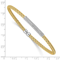 Load image into Gallery viewer, Sterling Silver Rh-plated/Gold-plated CZ Flexible Cuff Bangle
