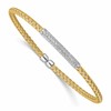 Sterling Silver Rh-plated/Gold-plated CZ Flexible Cuff Bangle