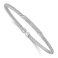 Load image into Gallery viewer, Sterling Silver RH-plated CZ Woven Flexible Cuff Bangle
