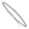 Sterling Silver RH-plated CZ Woven Flexible Cuff Bangle