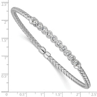 Load image into Gallery viewer, Sterling Silver Rhodium-plated CZ Woven Flexible Cuff
