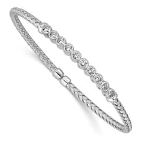 Load image into Gallery viewer, Sterling Silver Rhodium-plated CZ Woven Flexible Cuff
