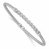 Sterling Silver Rhodium-plated CZ Woven Flexible Cuff