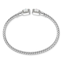 Load image into Gallery viewer, Sterling Silver RH-plated CZ Polished Square Halo Cuff Bangle

