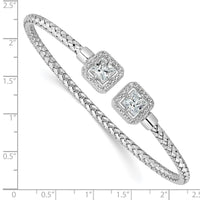 Load image into Gallery viewer, Sterling Silver RH-plated CZ Polished Square Halo Cuff Bangle
