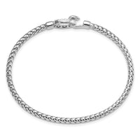 Load image into Gallery viewer, Sterling Silver RH-plated CZ Polished Braided Hook Bangle
