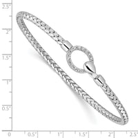 Load image into Gallery viewer, Sterling Silver RH-plated CZ Polished Braided Hook Bangle
