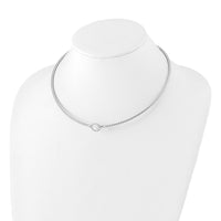 Load image into Gallery viewer, Sterling Silver Rh-plated CZ Polished Braid with 2in. ext Necklace
