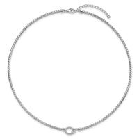Load image into Gallery viewer, Sterling Silver Rh-plated CZ Polished Braid with 2in. ext Necklace
