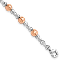 Load image into Gallery viewer, Sterling Silver Rhodium-plated / Rose-tone Beaded Bracelet
