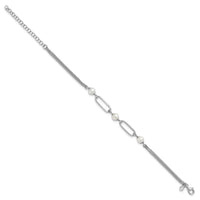 Load image into Gallery viewer, Sterling Silver RH-plated Polished FWC Pearls w/2in ext. Bracelet
