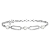 Load image into Gallery viewer, Sterling Silver RH-plated Polished FWC Pearls w/2in ext. Bracelet
