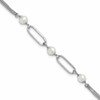 Sterling Silver RH-plated Polished FWC Pearls w/2in ext. Bracelet